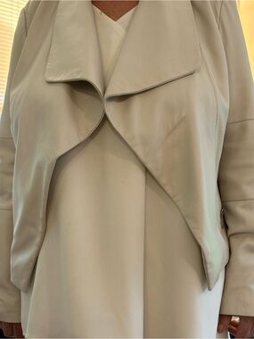 Neiman Marcus Soft Cream Leather Drape Jacket